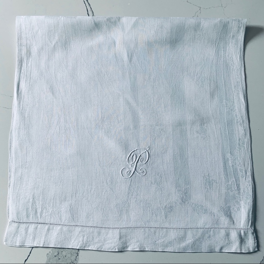 Vintage Double Damask Embroidered Guest Towel